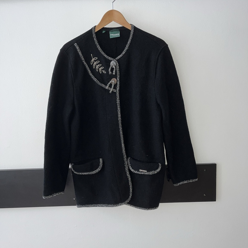 Geiger‎ Collections Wool Cardigan Sweater. Size 40. Made In Austria. Black
